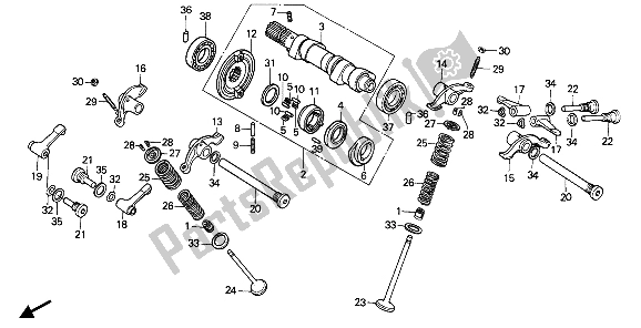 All parts for the Camshaft & Valve of the Honda XR 600R 1988