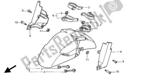 All parts for the Front Fender of the Honda CBR 900 RR 1998