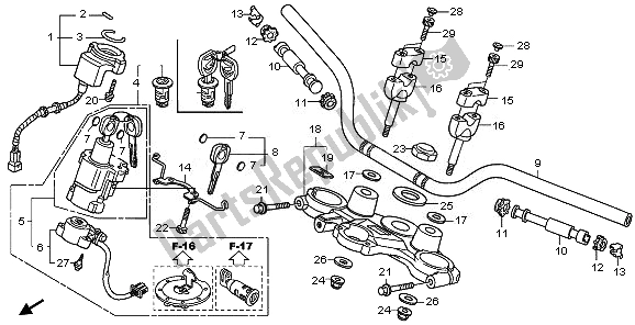 Tutte le parti per il Gestire Il Tubo E Il Ponte Superiore del Honda XL 700 VA Transalp 2008