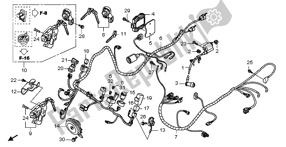 All parts for the Wire Harness of the Honda NHX 110 WH 2010