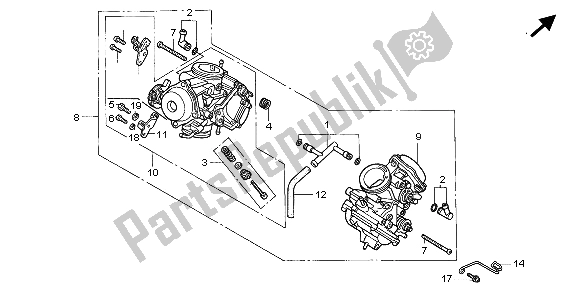 Tutte le parti per il Carburatore (assy.) del Honda VT 1100C2 1999