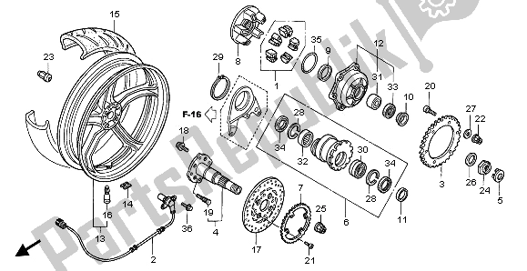 Toutes les pièces pour le Roue Arrière du Honda VFR 800A 2003