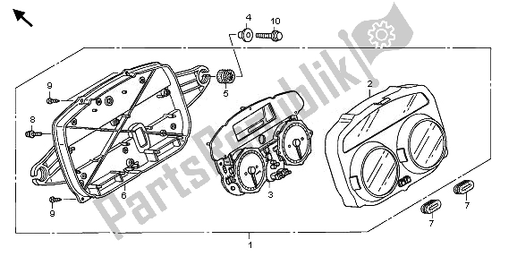 All parts for the Meter (kmh) of the Honda XL 1000V 2008