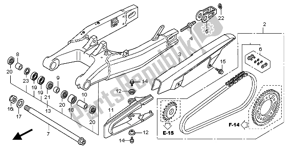 All parts for the Swingarm of the Honda CB 600 FA Hornet 2007