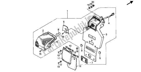 Tutte le parti per il Fanale Posteriore del Honda NX 250 1988