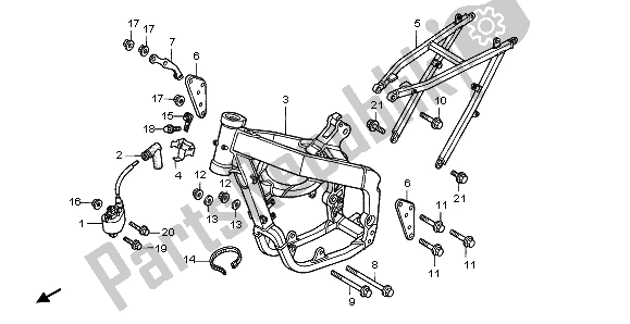 Todas as partes de Corpo Da Estrutura E Bobina De Ignição do Honda CR 125R 2000