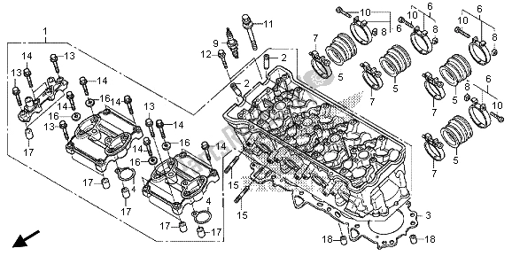 All parts for the Cylinder Head of the Honda CB 1000 RA 2013