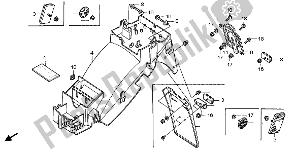 All parts for the Rear Fender of the Honda RVF 750R 1995