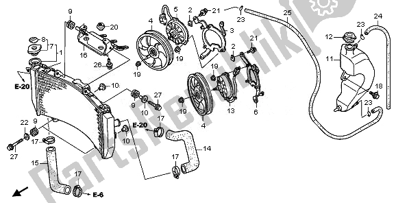 Alle onderdelen voor de Radiator van de Honda ST 1300A 2010