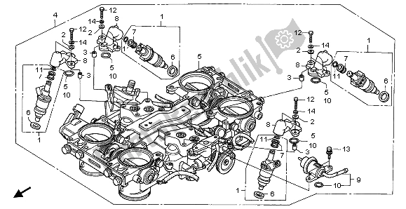 Tutte le parti per il Corpo Farfallato (assy.) del Honda RVF 750R 1995