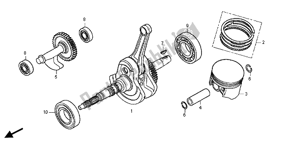 Todas as partes de Virabrequim E Pistão do Honda TRX 500 FA Fourtrax Foreman Rubicon 2013