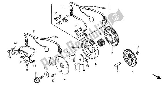 Todas as partes de Gerador De Pulso E Embreagem De Partida do Honda VFR 750F 1986