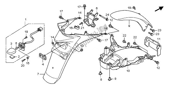 All parts for the Rear Fender of the Honda SH 125R 2011