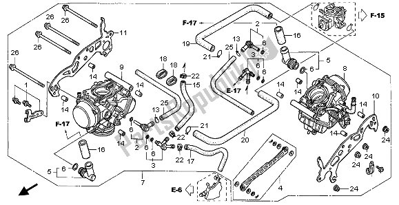 Tutte le parti per il Carburatore (assy.) del Honda VTR 1000F 2003