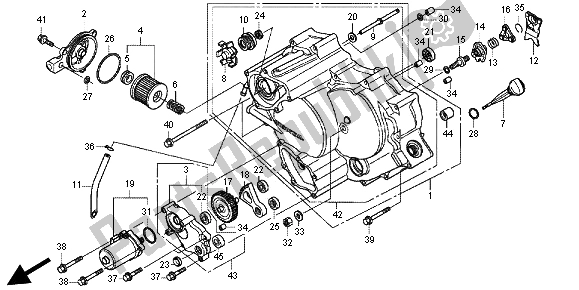 Wszystkie części do Przednia Pokrywa Skrzyni Korbowej Honda TRX 420 FE Fourtrax Rancer 4X4 ES 2012