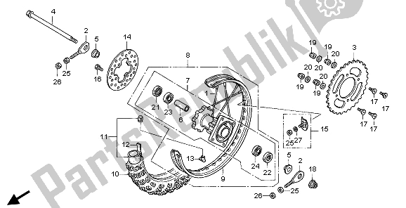 Todas las partes para Rueda Trasera de Honda CR 85 RB LW 2006