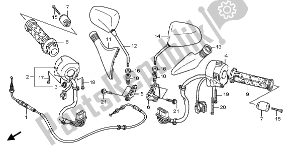 All parts for the Switch & Cable & Mirror of the Honda FES 125A 2011