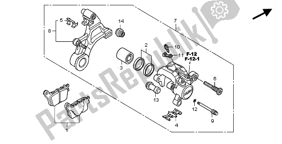 All parts for the Rear Brake Caliper of the Honda CBR 1000 RA 2011