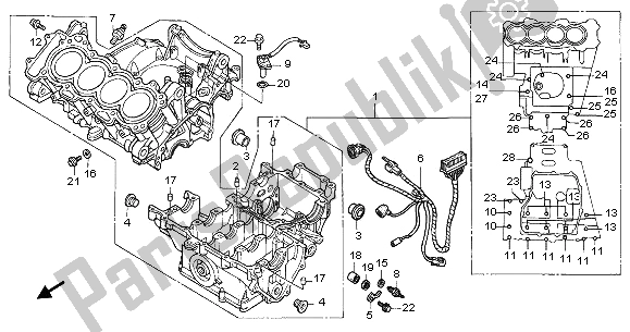 Alle onderdelen voor de Carter van de Honda CBR 600F 2003