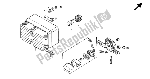 All parts for the Taillight of the Honda VTR 1000 SP 2000