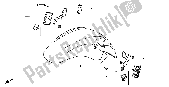All parts for the Front Fender of the Honda CBR 1000F 1999