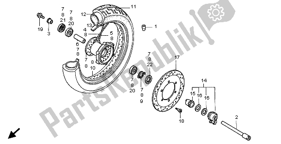 Wszystkie części do Przednie Ko? O Honda VT 1100C2 1999