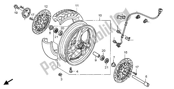 All parts for the Front Wheel of the Honda ST 1300 2002