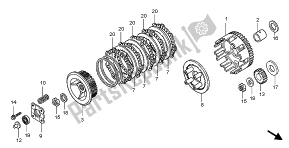 Alle onderdelen voor de Koppeling van de Honda CBR 125 RW 2010