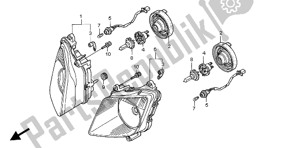 Tutte le parti per il Faro (uk) del Honda VTR 1000 SP 2004