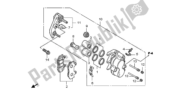 All parts for the Front Brake Caliper of the Honda PES 150R 2010