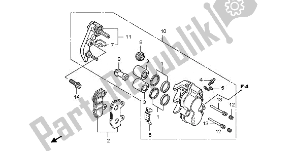 All parts for the Front Brake Caliper of the Honda PES 150R 2010