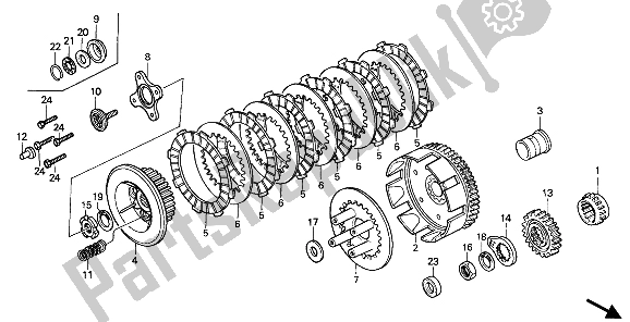 All parts for the Clutch of the Honda XR 250R 1990