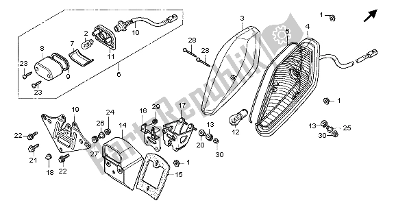 Alle onderdelen voor de Achterlicht van de Honda VT 750 CA 2007