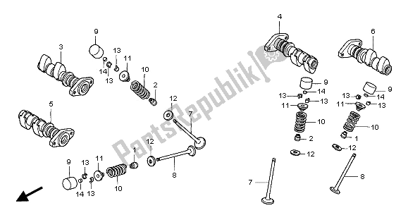 Todas las partes para árbol De Levas Y Válvula de Honda XL 1000V 2001