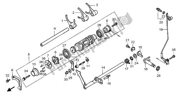 All parts for the Shift Drum & Shift Fork of the Honda GL 1500 SE 1997