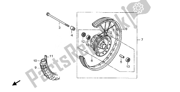 All parts for the Front Wheel of the Honda CRF 70F 2008