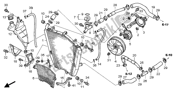 Alle onderdelen voor de Radiator van de Honda CBR 1000 RR 2005