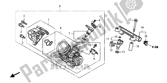 All parts for the Throttle Body of the Honda NC 700D 2013
