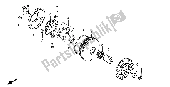 All parts for the Drive Face of the Honda CN 250 1 1994