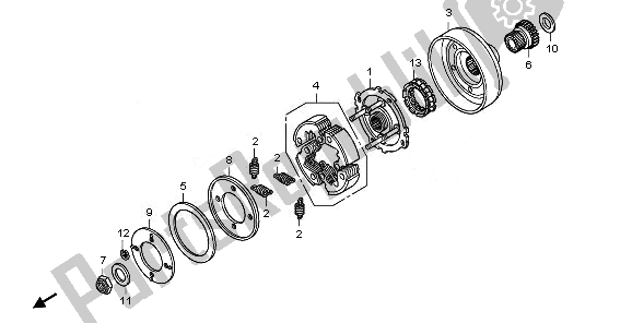 All parts for the Starting Clutch of the Honda TRX 420 FA Fourtrax Rancher AT 2011