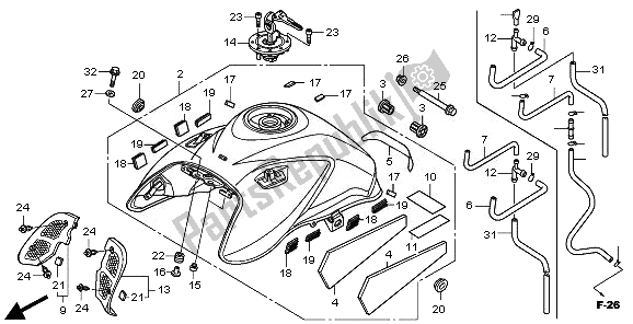 All parts for the Fuel Tank of the Honda CBF 1000 FTA 2010