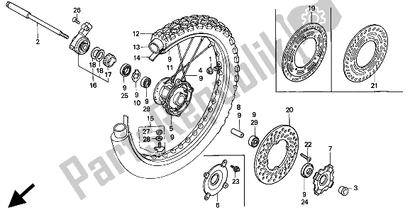 Todas las partes para Rueda Delantera de Honda XR 250R 1994