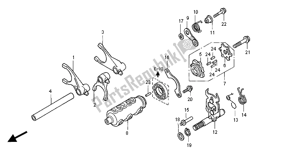 All parts for the Gearshift Drum of the Honda ST 1100A 2000