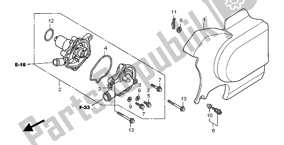 All parts for the Water Pump & Left Rear Cover of the Honda VT 750C2S 2010