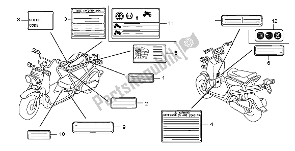 All parts for the Caution Label of the Honda NPS 50 2009