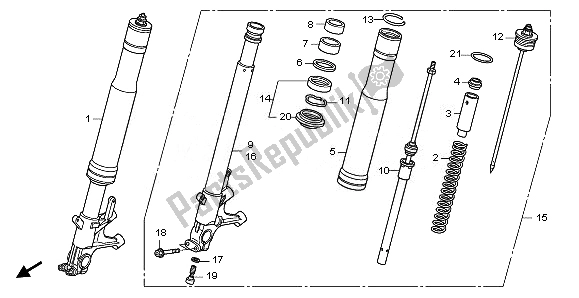 All parts for the Front Fork of the Honda CBR 1000 RR 2008