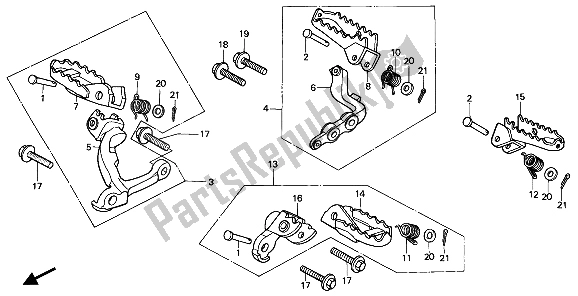 All parts for the Step of the Honda XR 250R 1985