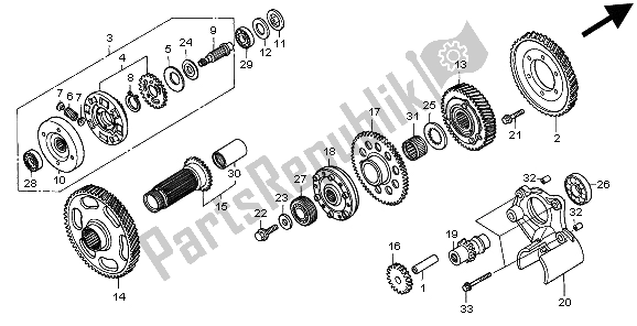 All parts for the Primary Drive Gear of the Honda GL 1500C 1998