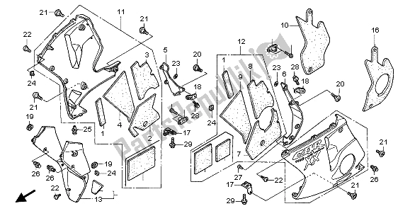 Alle onderdelen voor de Onderste Kap van de Honda CBR 1100 XX 1997