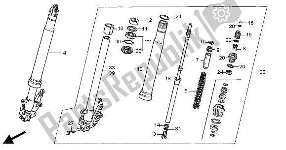 All parts for the Front Fork of the Honda VTR 1000 SP 2000